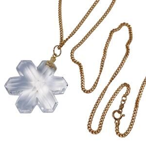 Vintage Modernist Art Glass Star Pendant Necklace 14k Gold Filled Chain